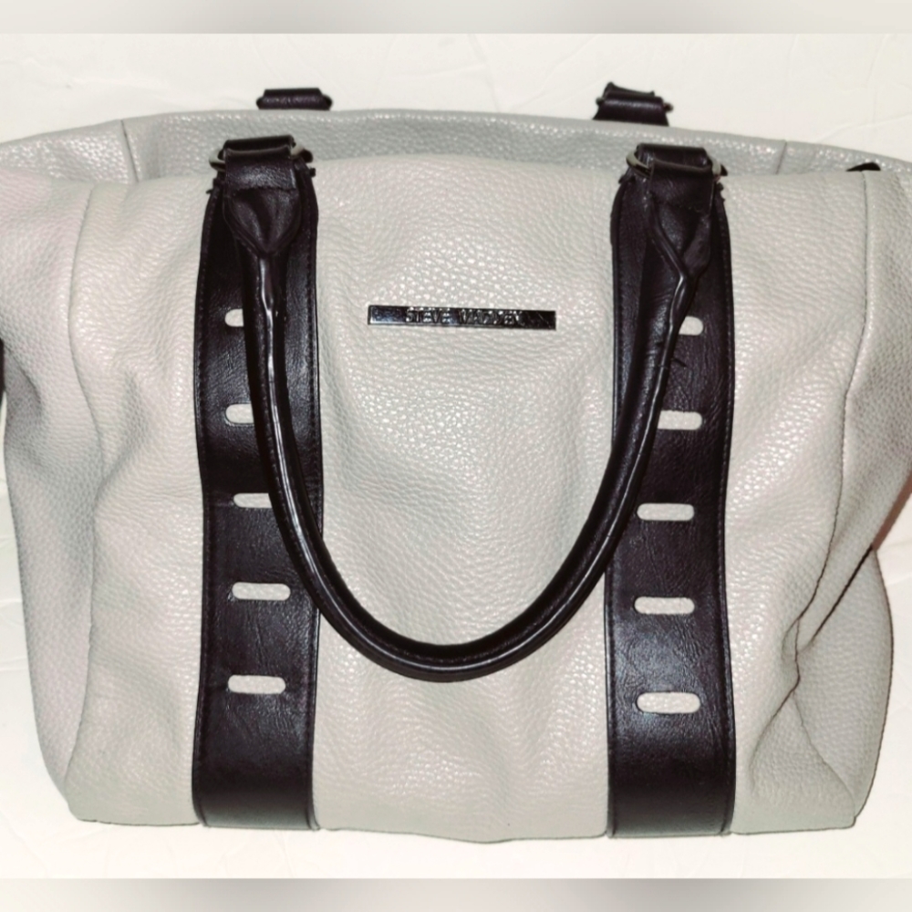 Steve Madden PU Gray Leather Tote Purse